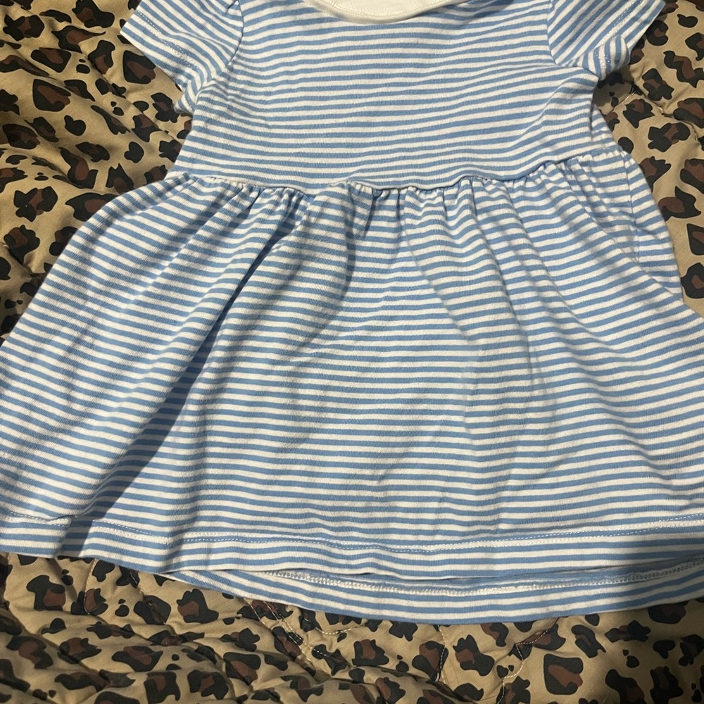 Classic Striped Blue & White Kids Dress